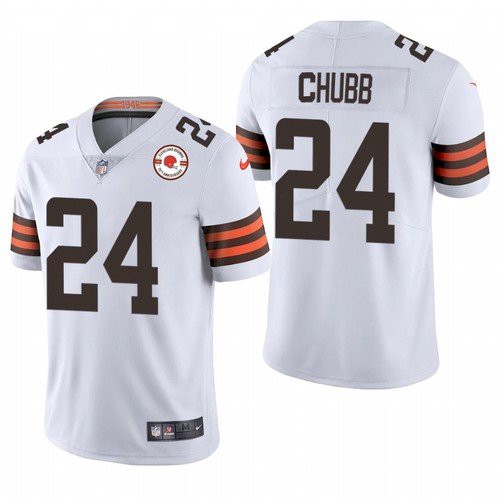 Men's Cleveland Browns #24 Nick Chubb 2021 White 75th Anniversary Vapor Untouchable Limited Stitched NFL Jersey